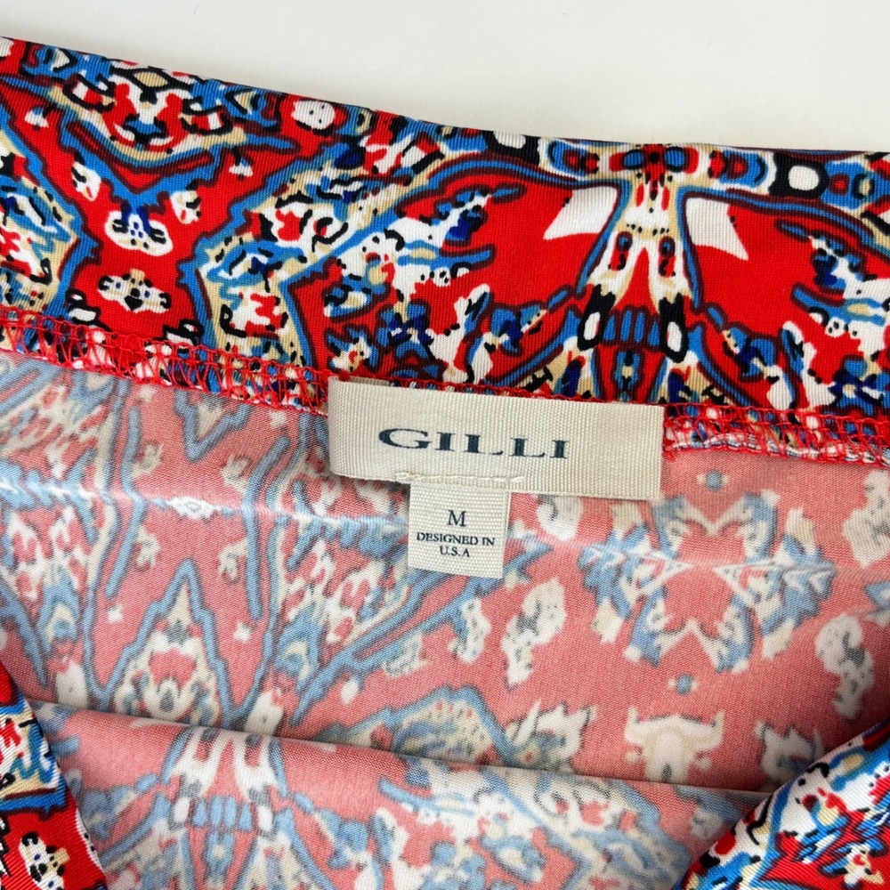 Gilli Womens Red Blue White Geometric Kaleidoscope Maxi Skirt Size‎ M 51016B - Picture 3 of 9